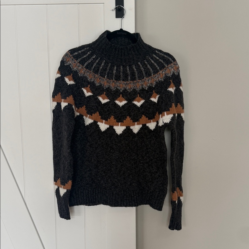 Tribal Geometric Knit Sweater - Black, Brown, White